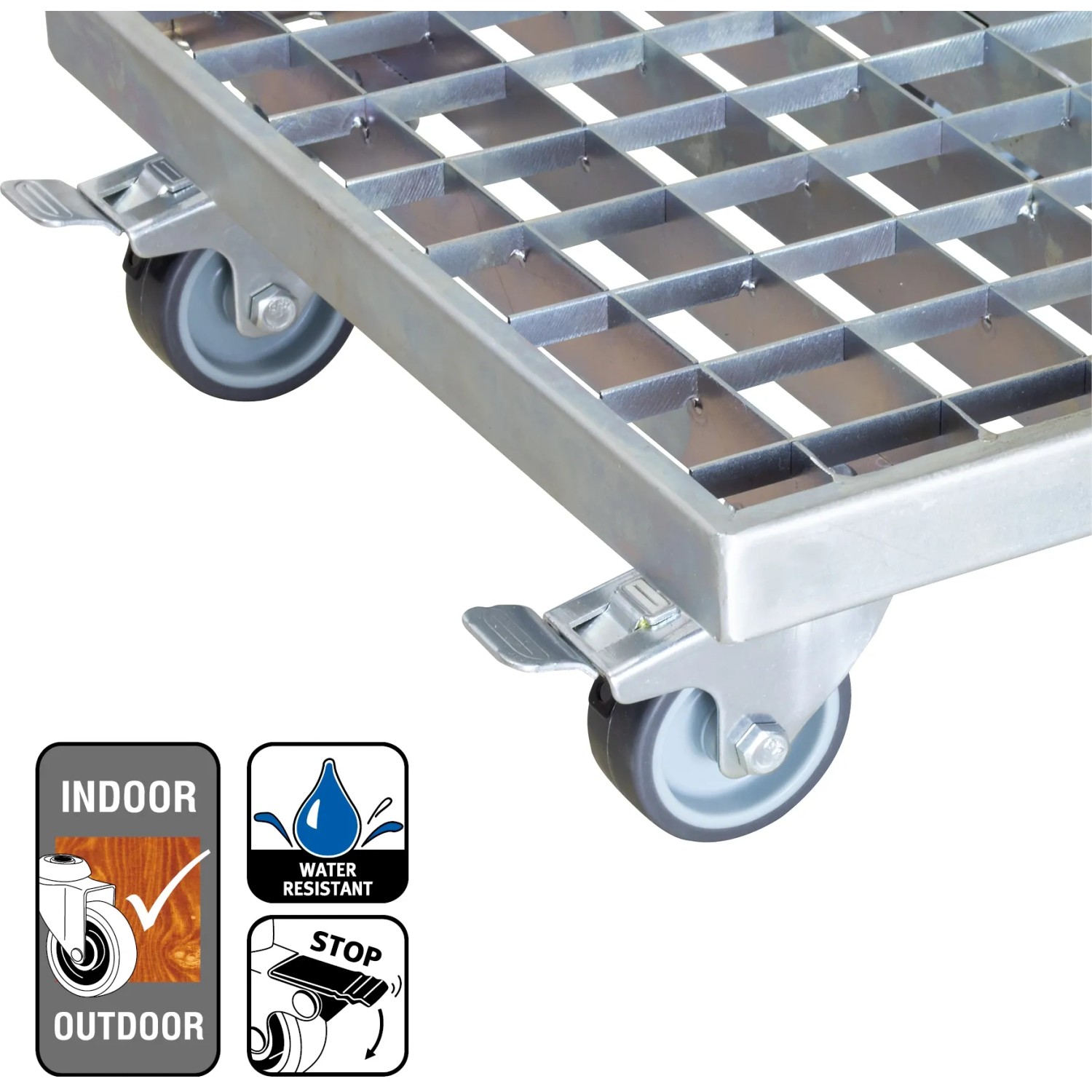 Wagner Multi Roller, verzinkter Gitterrost mit Rollen und Feststellbremse, Tragkraft 200 kg.