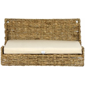 Silvio Design Wandliege aus Seegras, Naturfarben, mit beigem Kissen, zur Wandmontage.