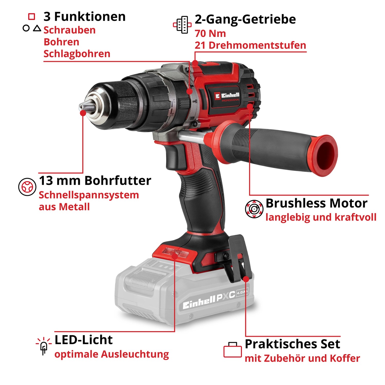 Einhell Akku-Schlagbohrschrauber TP-CD 18/70 Li-i BL im E-Case_5