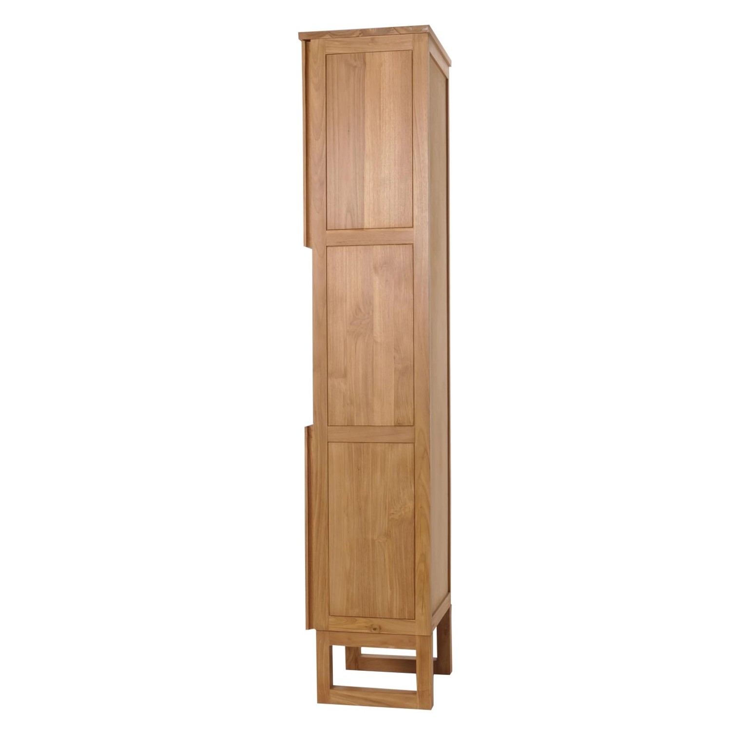 MCW Teak Hochschrank M72, Bad-Einbauschrank mit 2 Türen und 6 Fächern aus Teakholz.