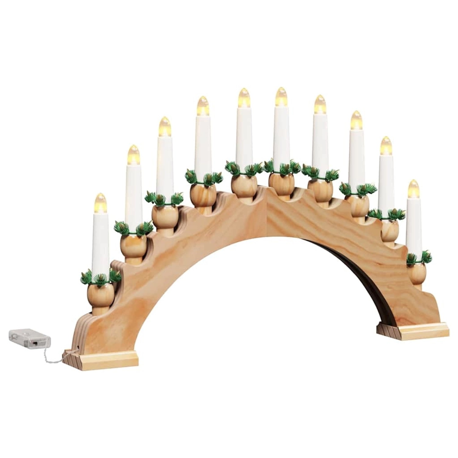 vidaXL Weihnachtskerzenbogen mit 10 LED Kerzen Braun 47 x 5 x 29 cm 4201970 günstig online kaufen