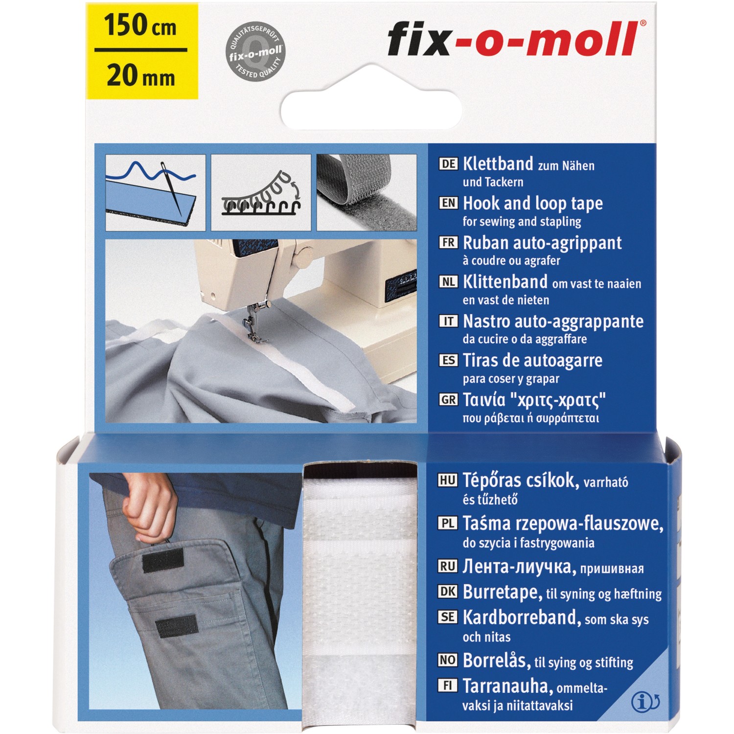 Fix-o-moll Klettband zum Nähen weiß 150 cm 20 mm günstig online kaufen