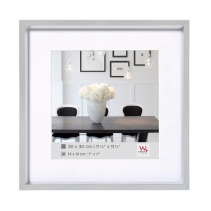 Walther Design Bilderrahmen Steel Style, 40x40 cm, silberner Kunststoffrahmen.