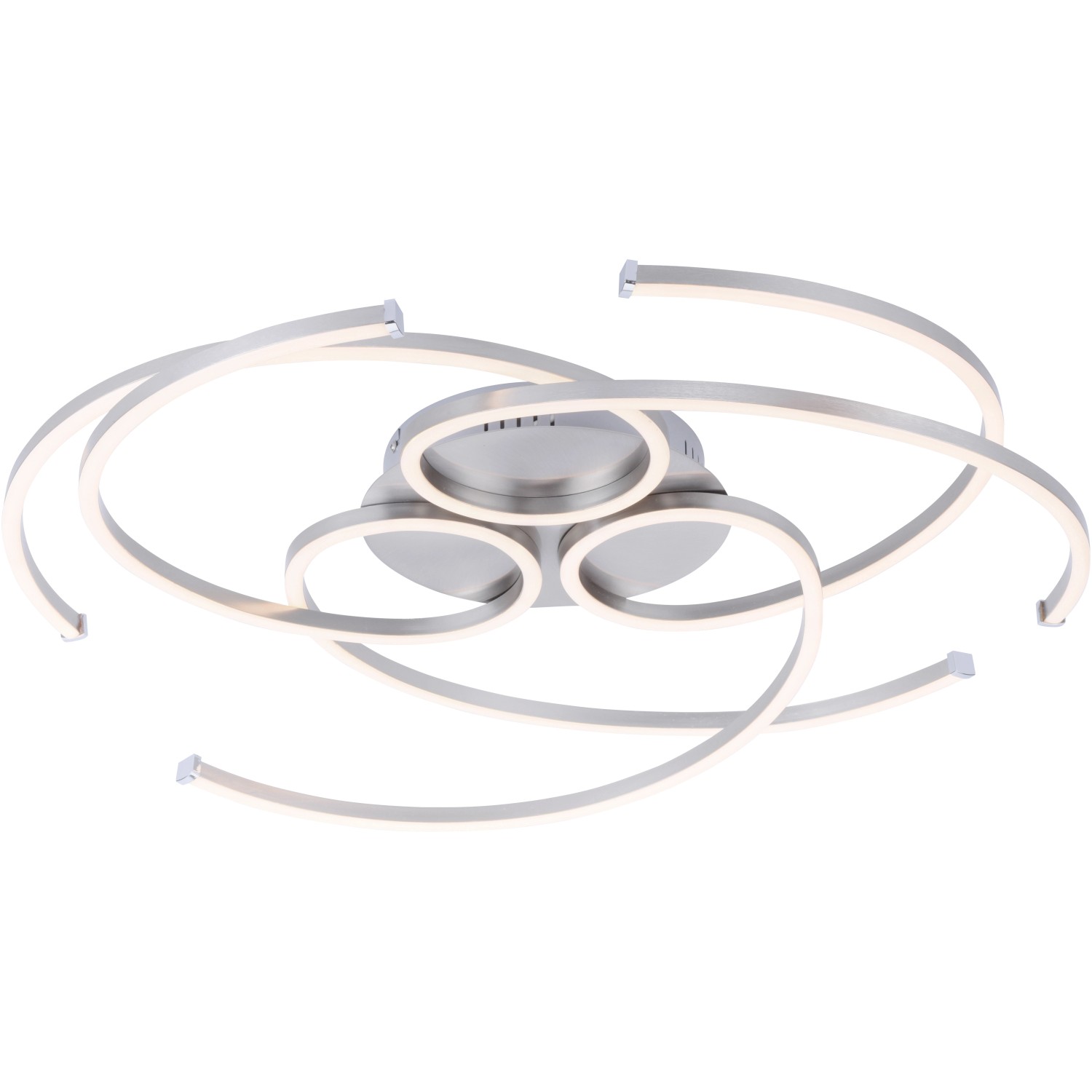 Moderne LED-Deckenleuchte Danilo in Stahl-Optik, 70x63 cm, dimmbar.