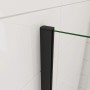 Detailaufnahme: AICA Walk In Duschkabine mit schwarzem Rahmen und Klarglas Duschwand.