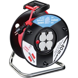 Brennenstuhl Kabeltrommel Garant, 40m, rot, für Innenbereich mit 4 Schutzkontakt-Steckdosen.