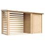 TIMBELA Gartenhaus Holz mit Brennholzregal, unbehandelt, 3,64 m².