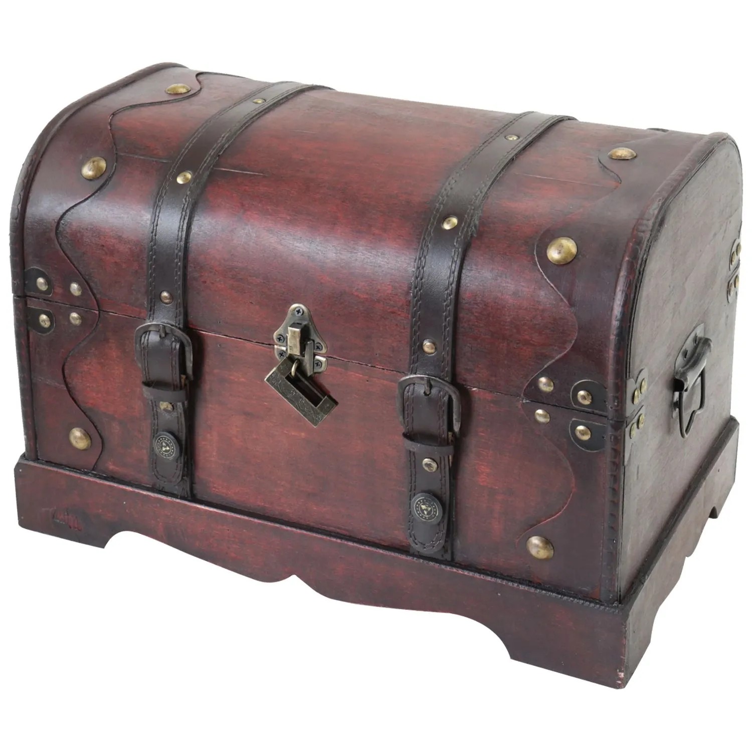 HMF 6403-140 Schatztruhe Schatzkiste Holztruhe Schloss 40 x 23 x 27 cm Groß Kambodscha