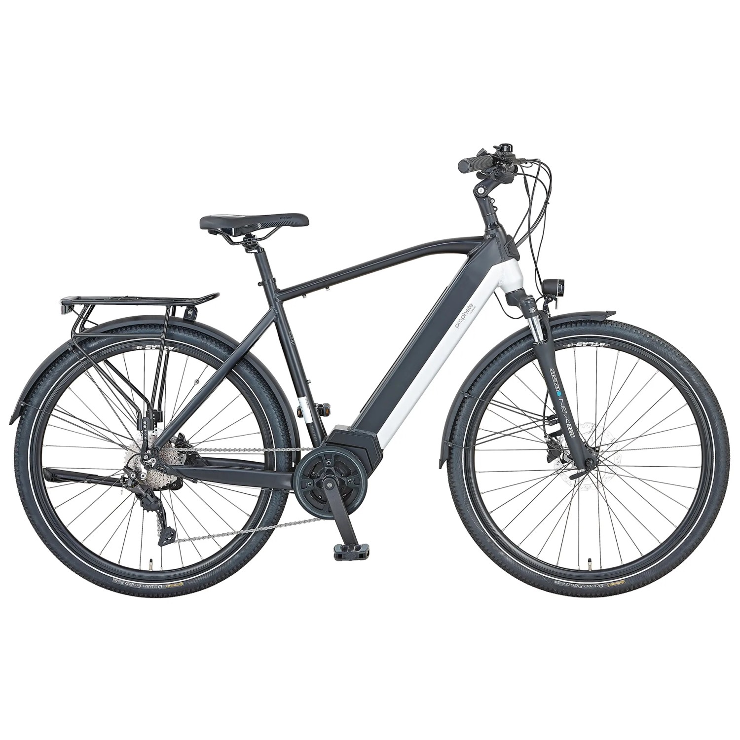 Prophete Trekking E-Bike Entdecker 5.0 Herren, 28 Zoll, schwarz-silber matt.
