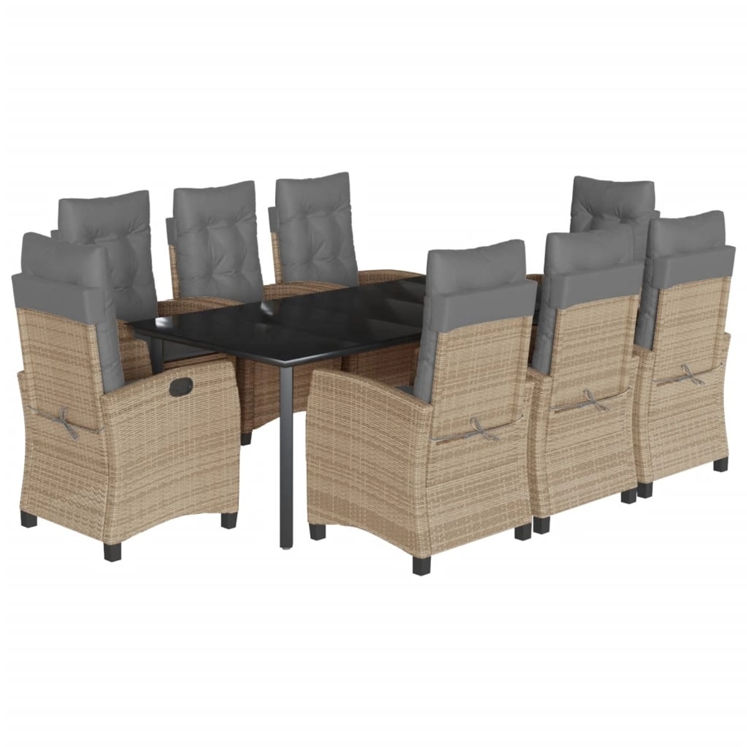 vidaXL 9-Tlg Garten-Essgruppe mit Kissen Beigemischung Poly Rattan 3212840 günstig online kaufen