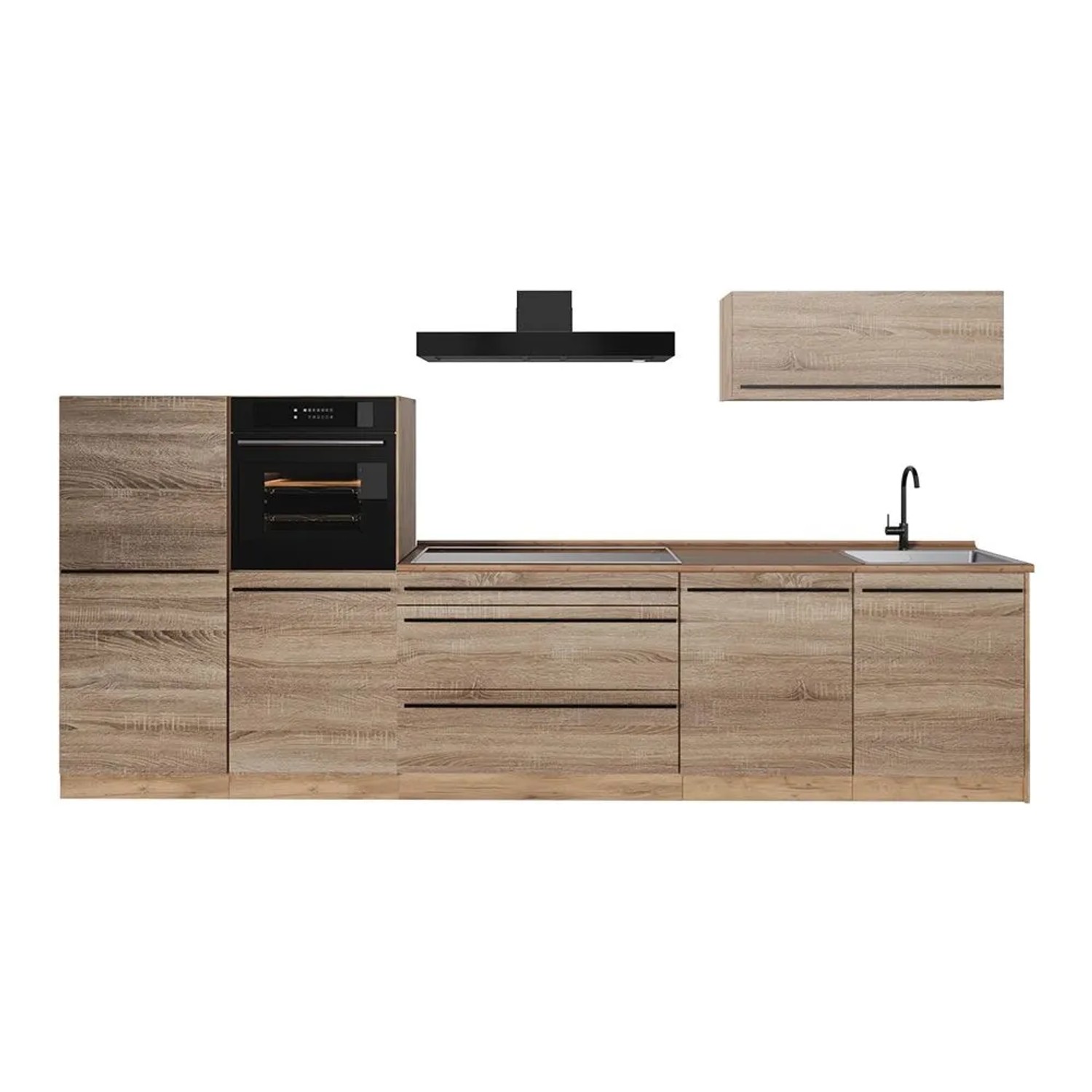 Vicco Küchenzeile R-Line Sonoma/Goldkraft Eiche 340 x 143 Arbeitsplatte Goldkraft Eiche Art Nr 67306
