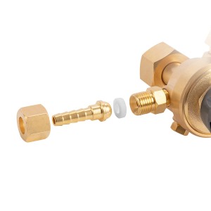 STAHLWERK Mini Druckminderer Zubehör: Messing-Anschlüsse und Dichtung für Argon/CO2 Schweißgeräte.