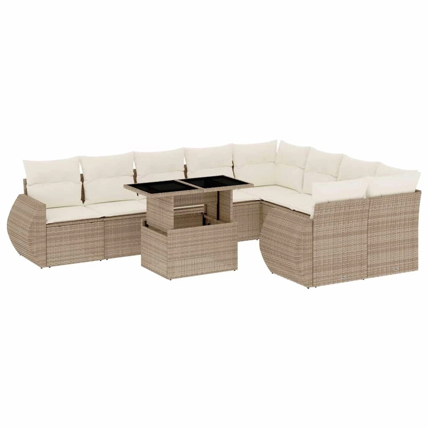 vidaXL 10-Tlg Garten-Sofagarnitur mit Kissen Beige Poly Rattan 3268758 günstig online kaufen