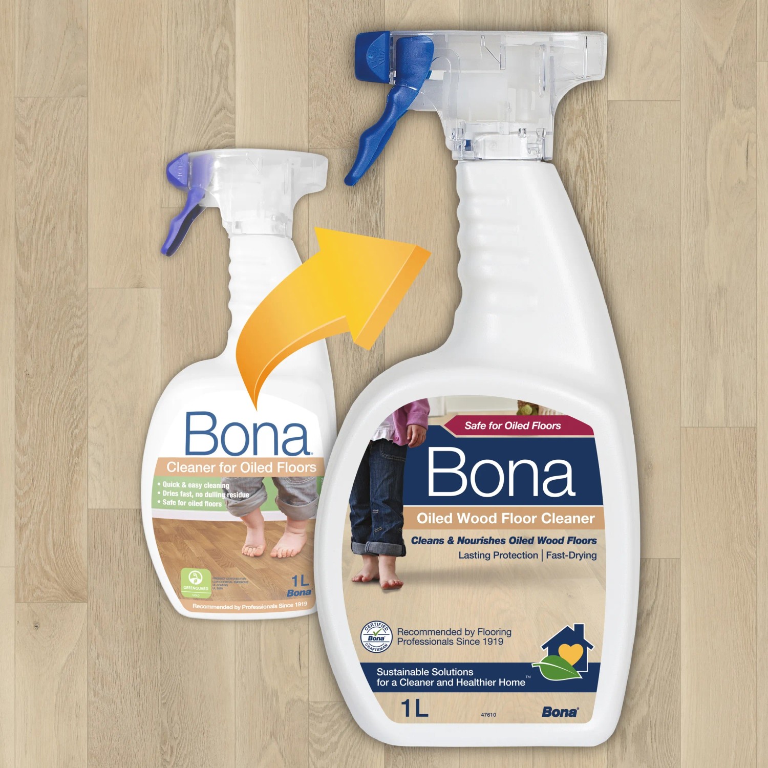 Bona Reiniger für geölte Böden, 1L Sprühflasche. Reinigungsmittel für Parkett & Holzböden.