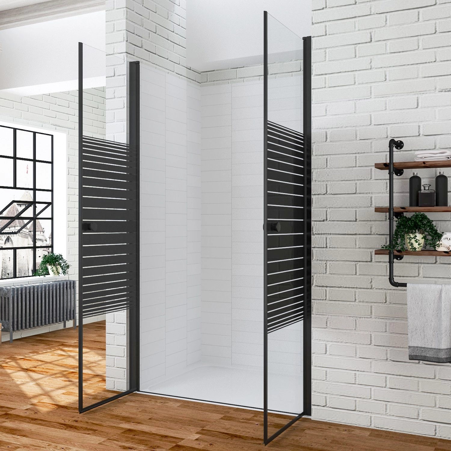 Aquabatos Duschtür 100 cm Nischentür Dusche Pendeltür Duschabtrennung 6 mm ESG Sicherheitsglas Duschkabine Duschwand mit Nano Beschichtung_4