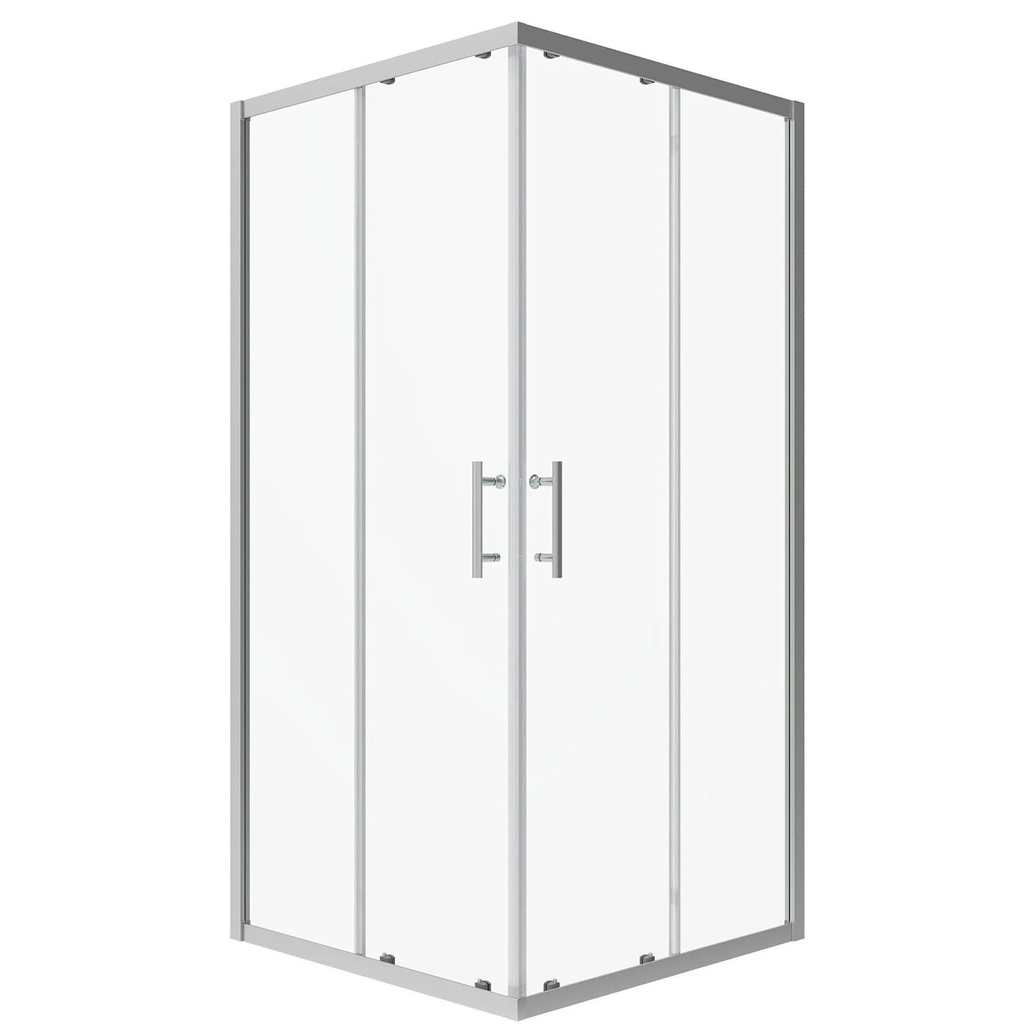 Aquabatos Eckdusche Vollrahmen Duschkabine mit Schiebetür Eckeinstieg Duschabtrennung Silbermatte Aluminiumprofile Nano ESG 80 x 80 x 195 cm