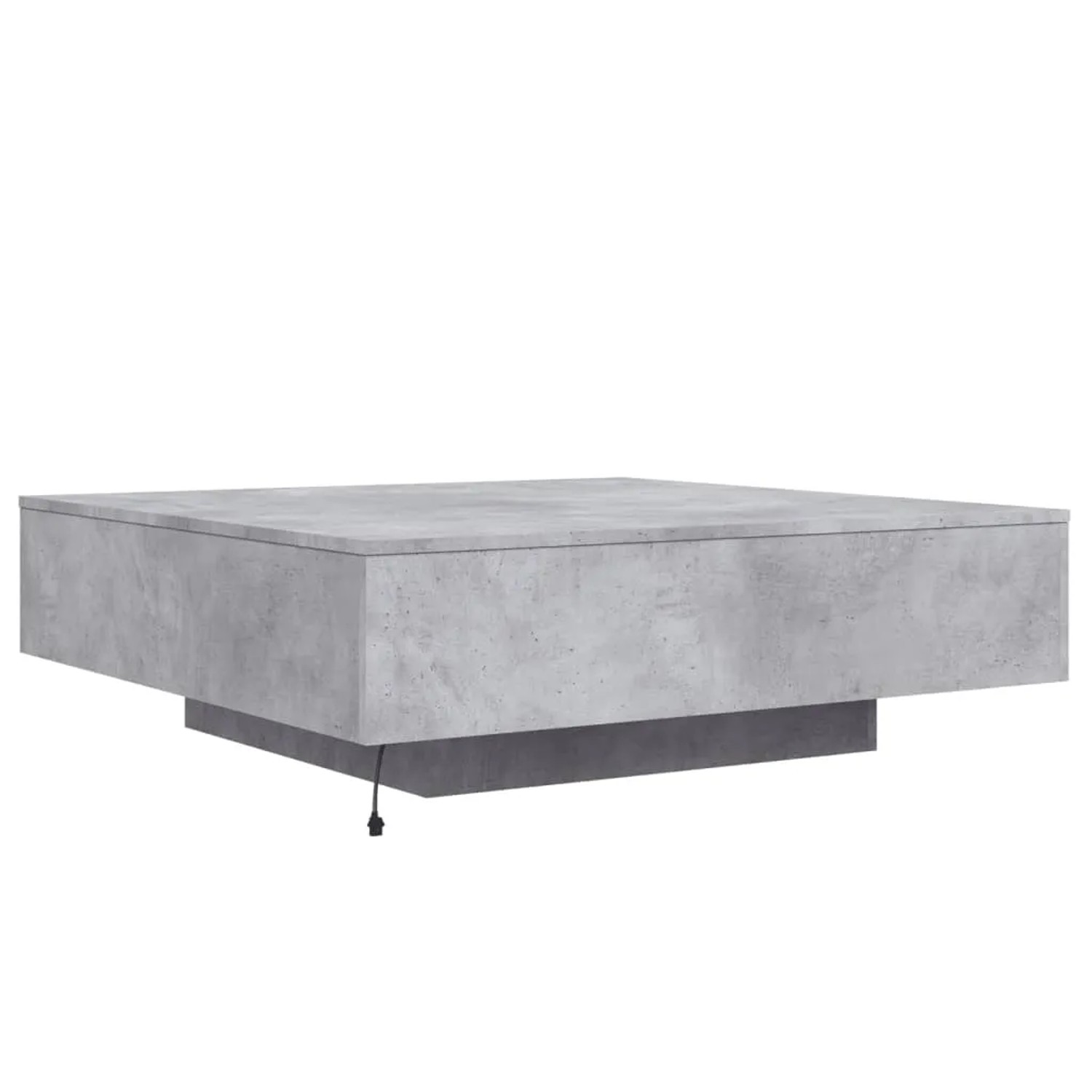 Moderner, grauer Couchtisch mit LED-Beleuchtung, quadratisch, 100x100 cm. Ideal für Wohnzimmer.