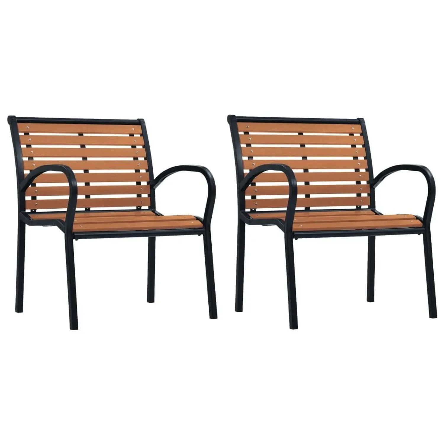 Furnicato Gartenstühle 2 Stk Stahl Und Wpc Schwarz Und Braun