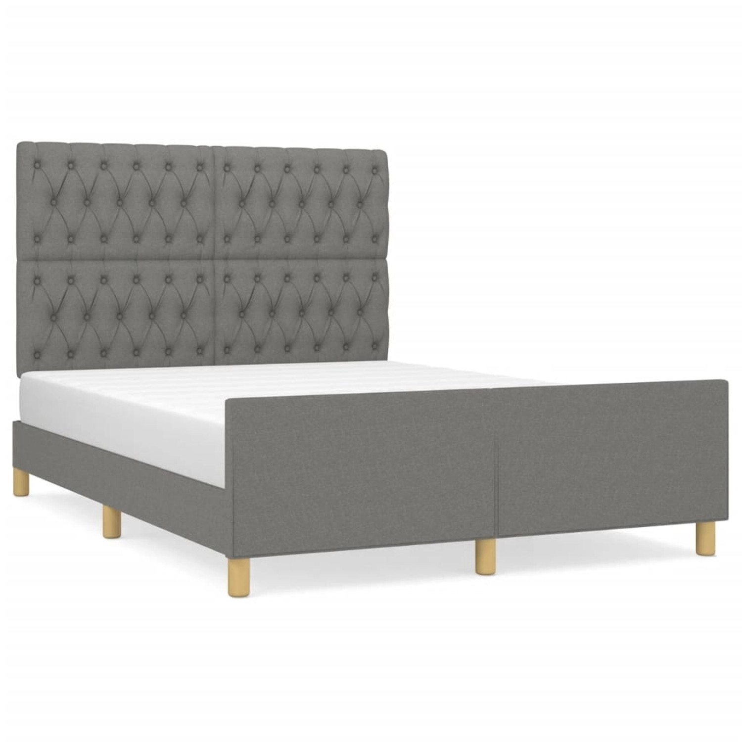 vidaXL Bettgestell mit Kopfteil Dunkelgrau 140x190 cm Stoff Modell 41379315 günstig online kaufen