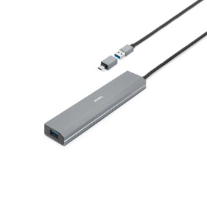 Hama USB-Hub mit 7 Ports, USB 3.2 Gen1, inkl. USB-C Adapter und Netzteil.