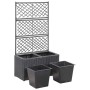 Schwarzes vidaXL Hochbeet mit Rankgitter und 2 Töpfen aus Poly Rattan, 58x30x107 cm.