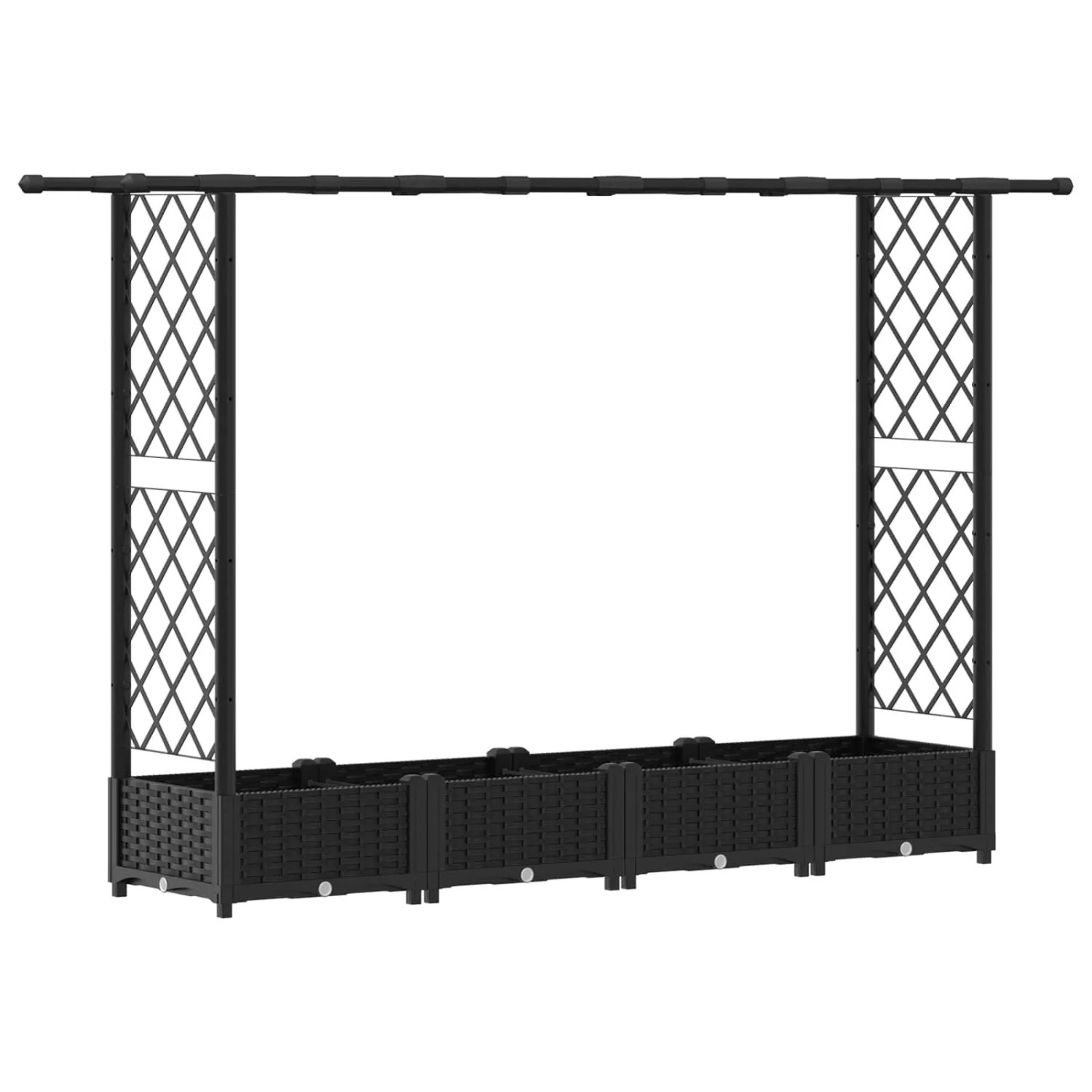 vidaXL Hochbeet mit Rankgitter und Dach Schwarz 203 x 40 x 123 cm PP 42032541
