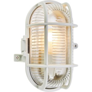 Ovale, graue Kellerleuchte mit Schutzkorb, 17x12x10,5 cm, E27 max. 60W. Ideal für Keller und Außenbereiche.