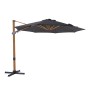 Axi Ampelschirm Cyrus Premium, Ø 300 cm, Holzoptik/Grau. Sonnenschirm mit grauem Bezug und Holzoptik-Gestell.
