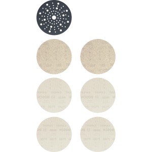 Bosch Expert M480 Schleifblatt-Set, 7-teilig, Ø 150mm, Körnung K80-180, für Exzenterschleifer.