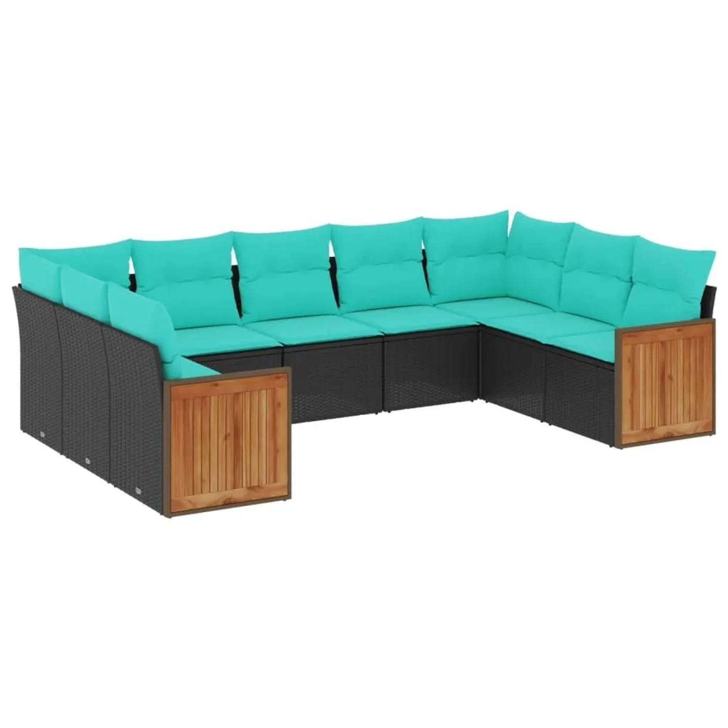 vidaXL 9-Tlg Gartensofa-Set mit Kissen Schwarz Polyrattan 3227954 günstig online kaufen