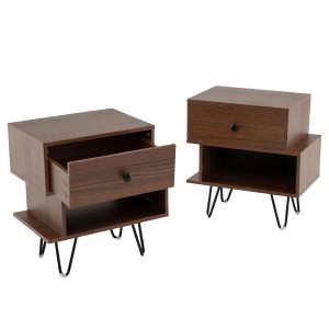 Costway Nachttisch 2er Set 44 x 29 x 47 cm Walnuss