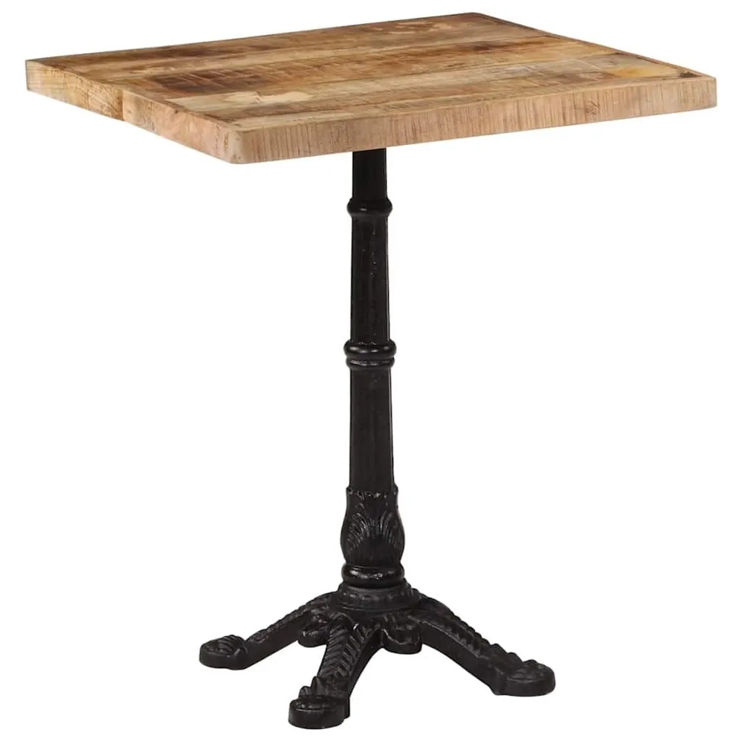 DELUKE Bistrotisch FRANZ 60x60x77cm Raues Mangoholz Quadratisch Esstisch Vintage Kleiner Tisch Cafe Gartentisch Balkontisch Outdoortisch
