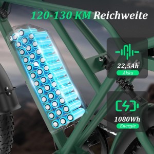 RCB G19 E-bike 20×4,0Zoll 22,5Ah Akku Reichweite 120-130KM 250W 7-Gang APP NFC