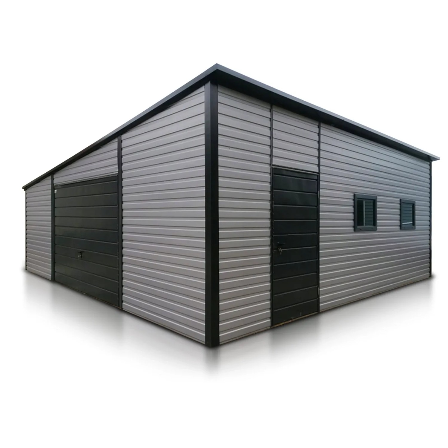 Liderstal Einzelgarage Premium aus Blech 700 x 700 cm Pultdach Schwingtor Aluminium