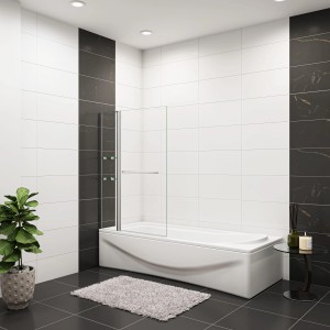 AICA Badewanneaufsatz 100x140cm mit Duschwand und Halterung, 180° drehbar.