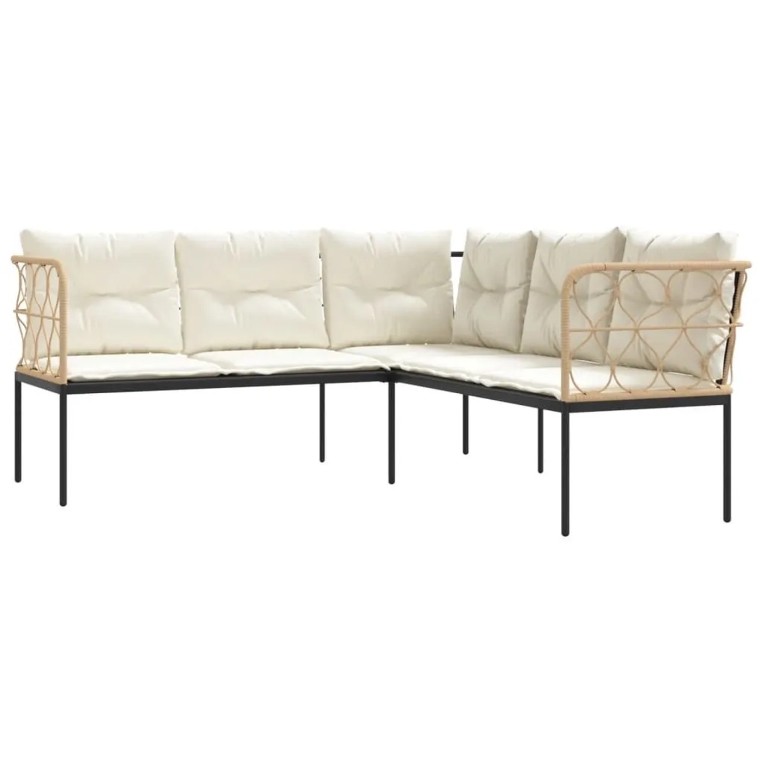 vidaXL Gartensofa in L-Form mit Kissen Schwarz Stahl und Textilene 4008109 günstig online kaufen