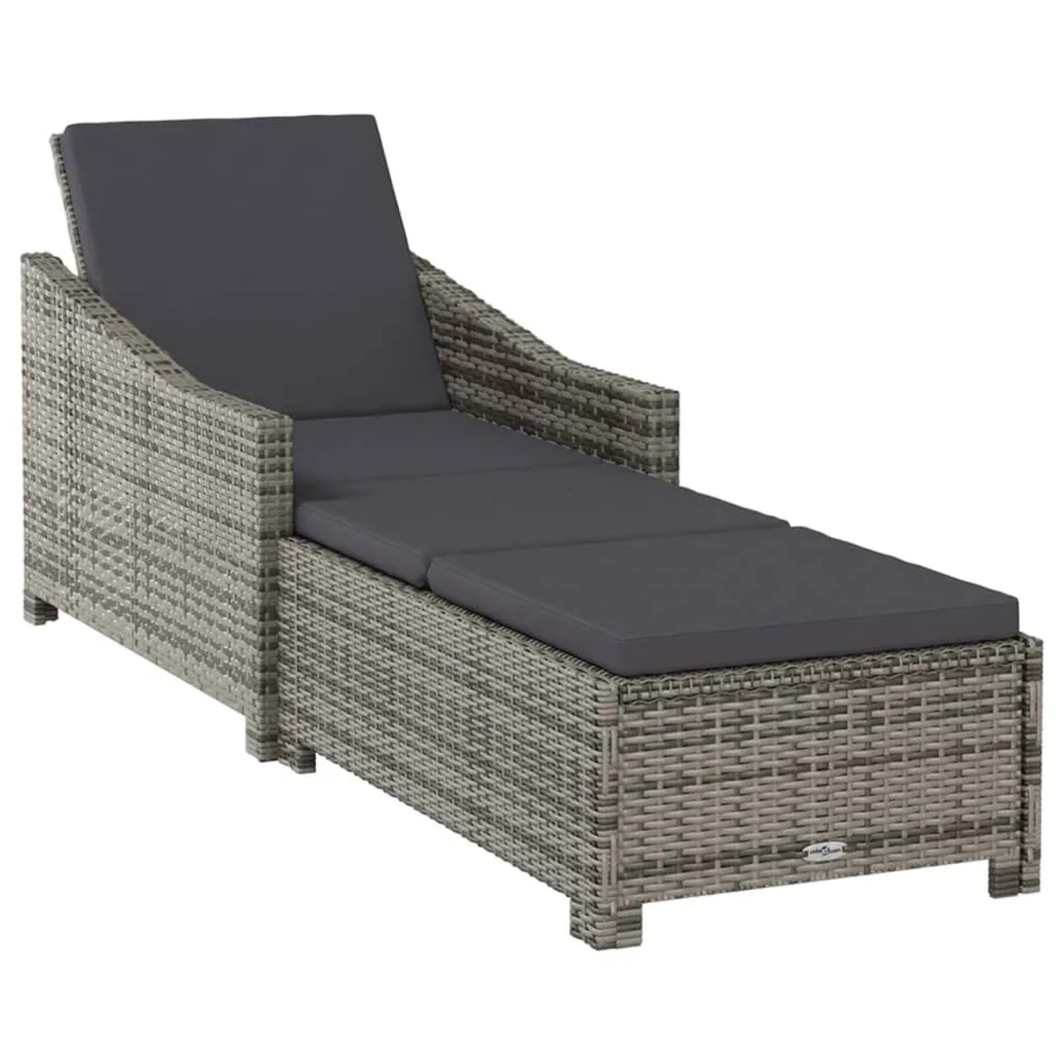 Furnicato Sonnenliege Aus Pe-rattan Mit Verstellbarer Rückenlehne 1815 201 X 68 X 29 45 53 63 73 Cm Grau Mit Dunkelgrauer Auflage