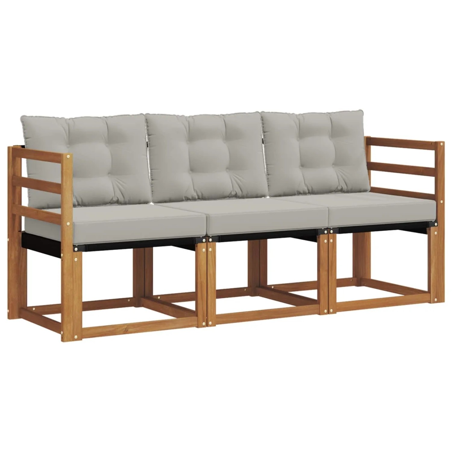 vidaXL Outdoor-Sofagarnitur mit Kissen 3-Tlg Natur und Hellgrau 3368342