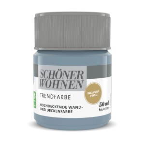 Schöner Wohnen Trendfarbe Denim Matt, 50ml Dose für bunte Wandfarben.