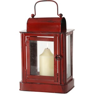 Rote Laterne Melanie XS von Boltze, Weihnachtsdeko im Shabby-Stil mit Kerze.