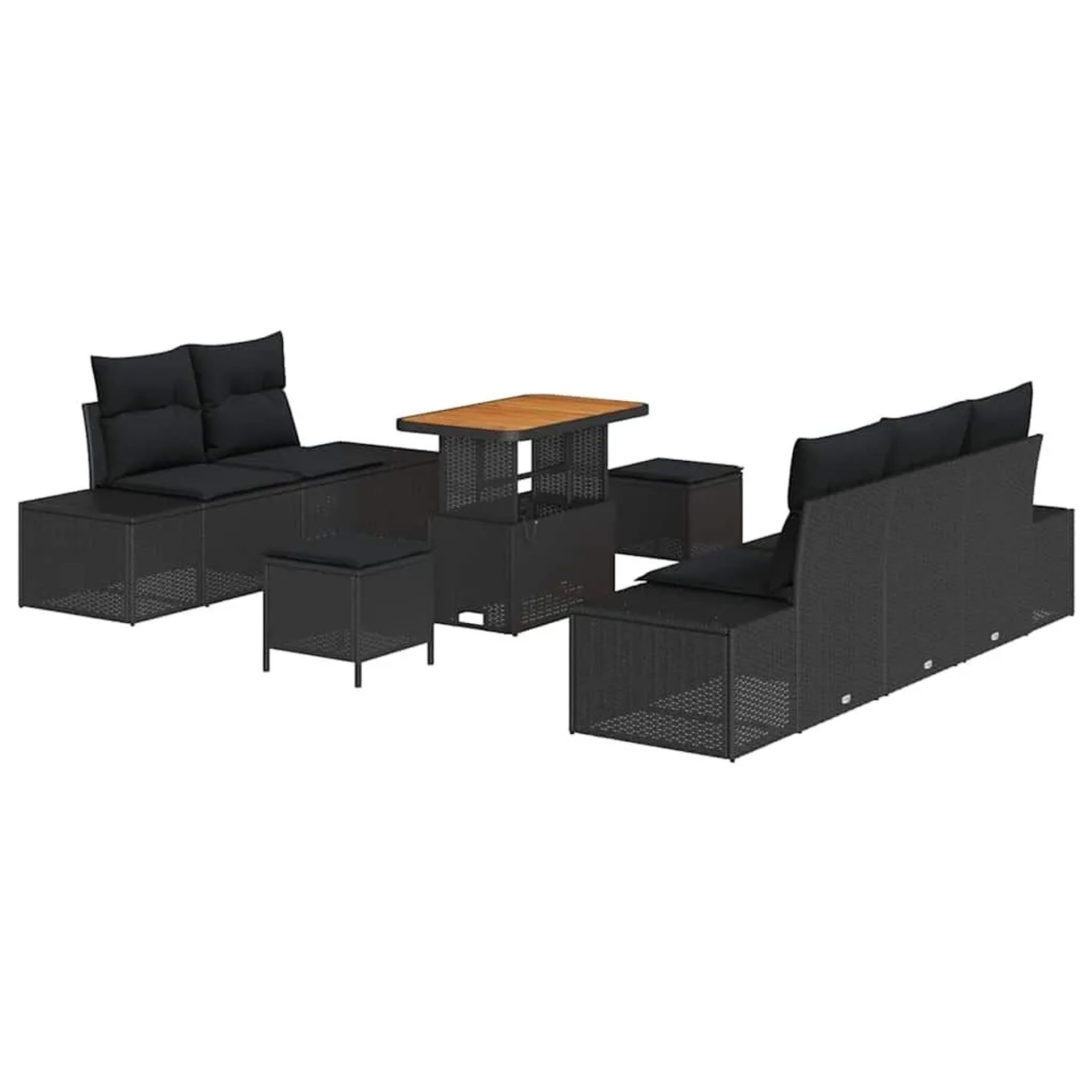 vidaXL Gartensofa-set mit Kissen 8-Tlg Schwarz Poly-Rattan 3364679 günstig online kaufen