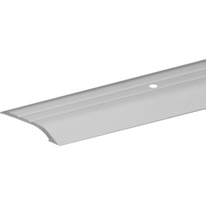 Silbernes Arcansas Ausgleichsprofil aus Aluminium, 8x29x1000 mm, für Bodenübergänge.