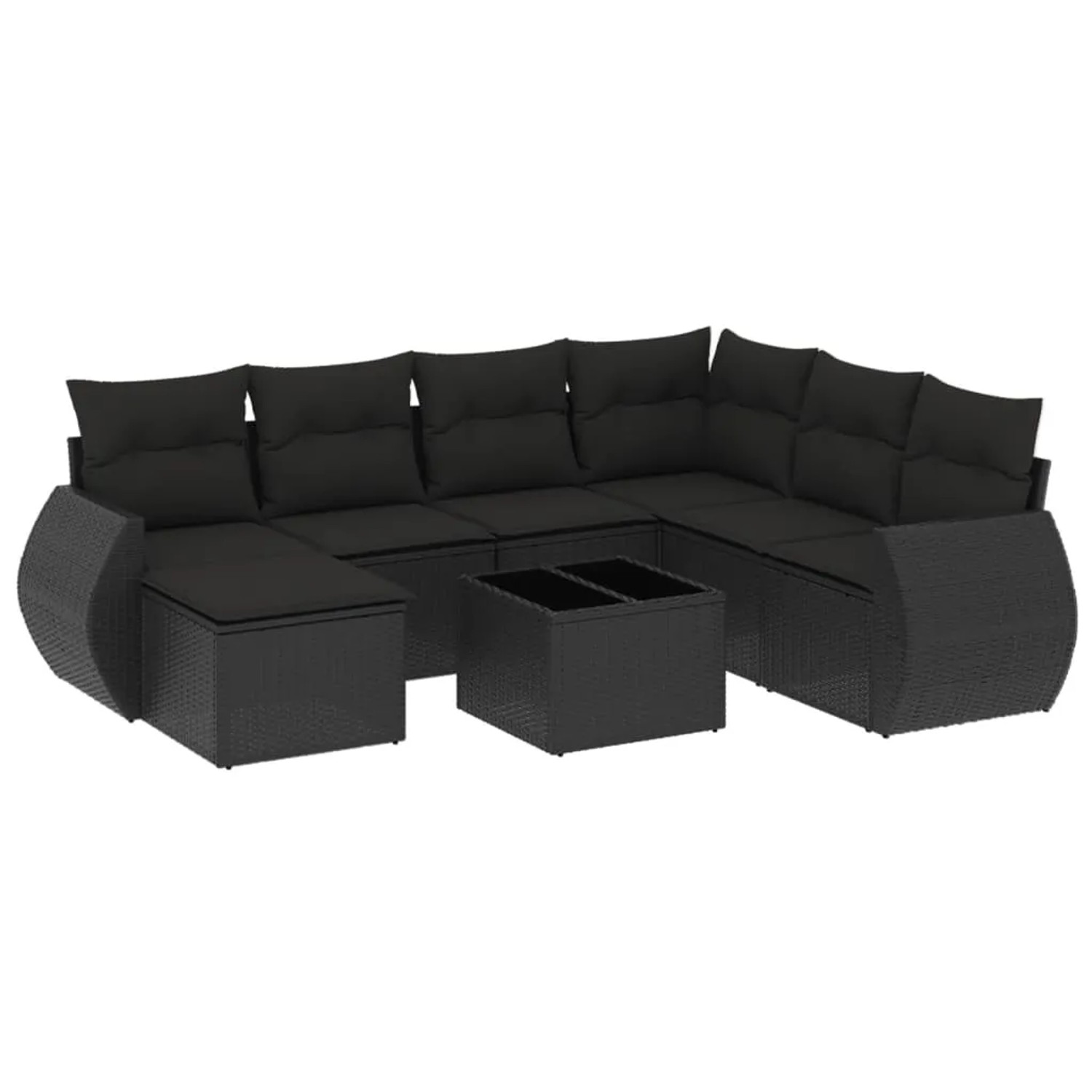 vidaXL 8-Tlg Garten-Sofagarnitur mit Kissen Schwarz Poly Rattan 3254042 günstig online kaufen