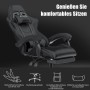 Schwarzer Rattantree Gaming Stuhl mit Fußstütze, Lendenkissen und verstellbarer Rückenlehne.