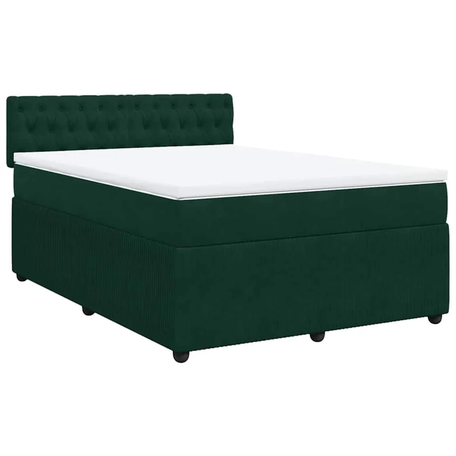 vidaXL Boxspringbett mit Matratze Dunkelgrün 140x190 cm Samt 3287743 günstig online kaufen