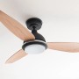Pepeo Deckenventilator Bayu mit LED, schwarz, Holzeffekt, 122cm Durchmesser.