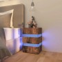 vidaXL LED-Nachttisch in Räuchereiche mit drei Fächern und blauer LED-Beleuchtung.