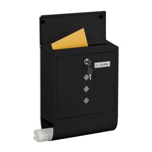 Relaxdays Briefkasten mit Zeitungsfach Eisen Schwarz Abschließbar 38 cm x 31 cm x 13 cm 2,7 kg