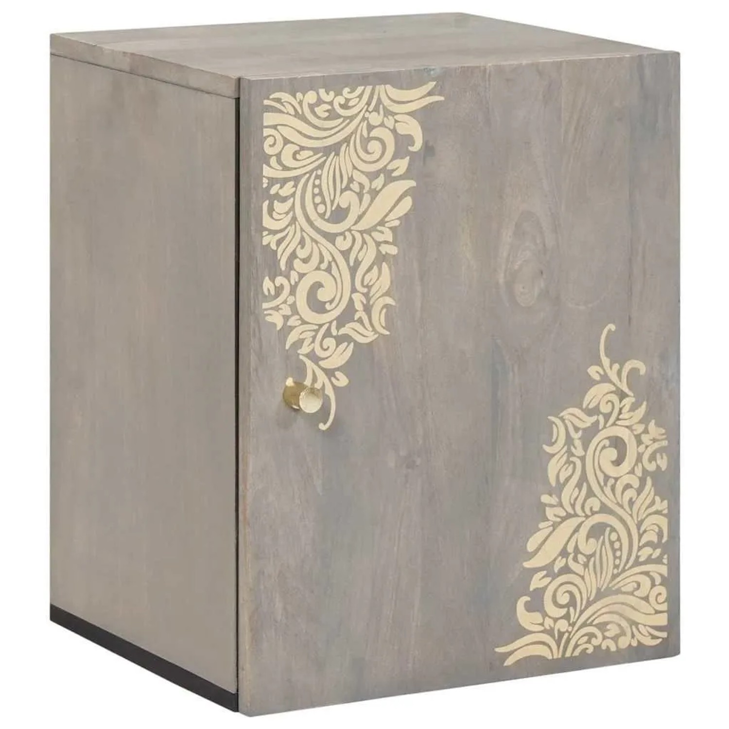 vidaXL Wandschrank Wandmontiert Grau 38 x 33 x 48 cm Massivholz Mango 4018792