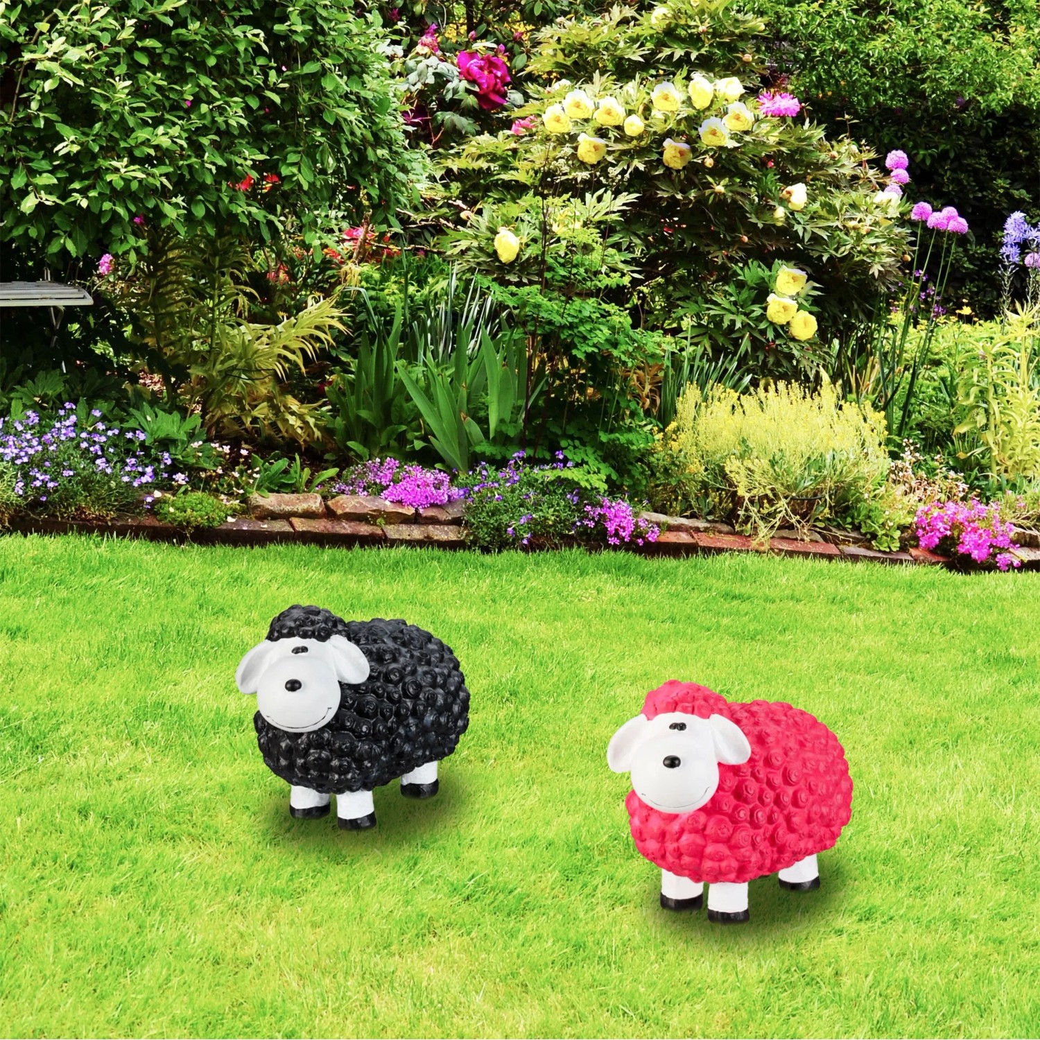 Relaxdays Gartenfigur Schaf Keramik Pink Wetterfest 33 cm x 24 cm x 44 cm 4,1 kg_3